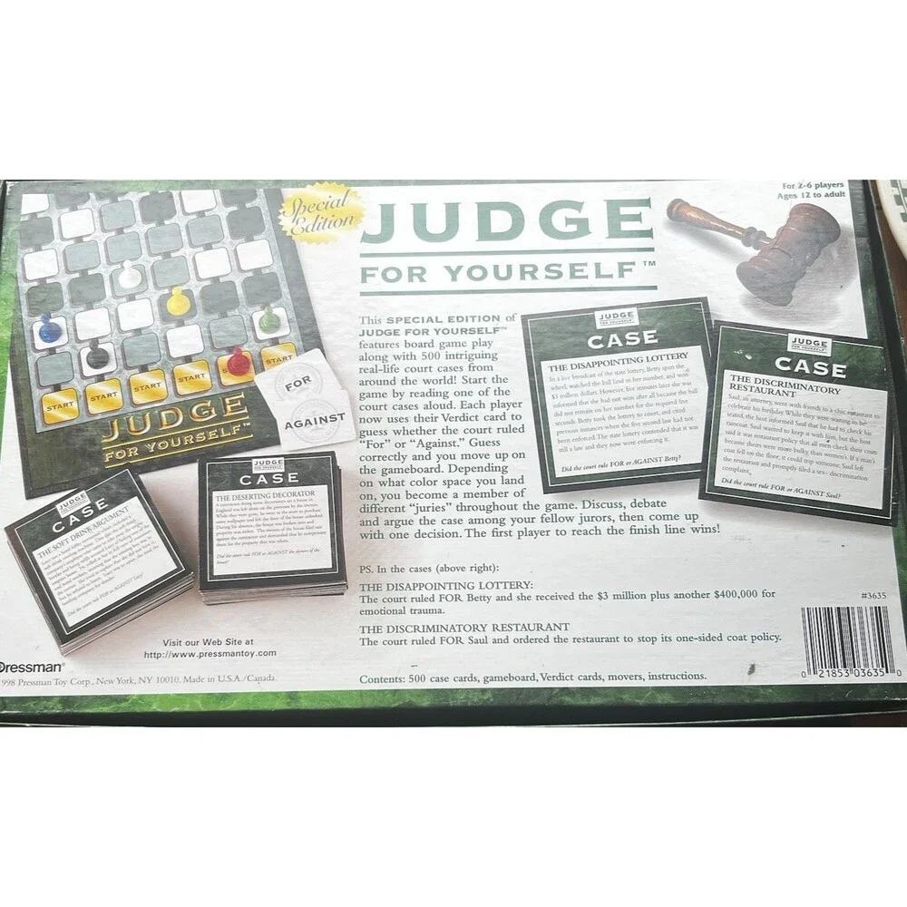Vintage “Judge For Yourself”Complete Board Game of Real Courtroom Drama USA